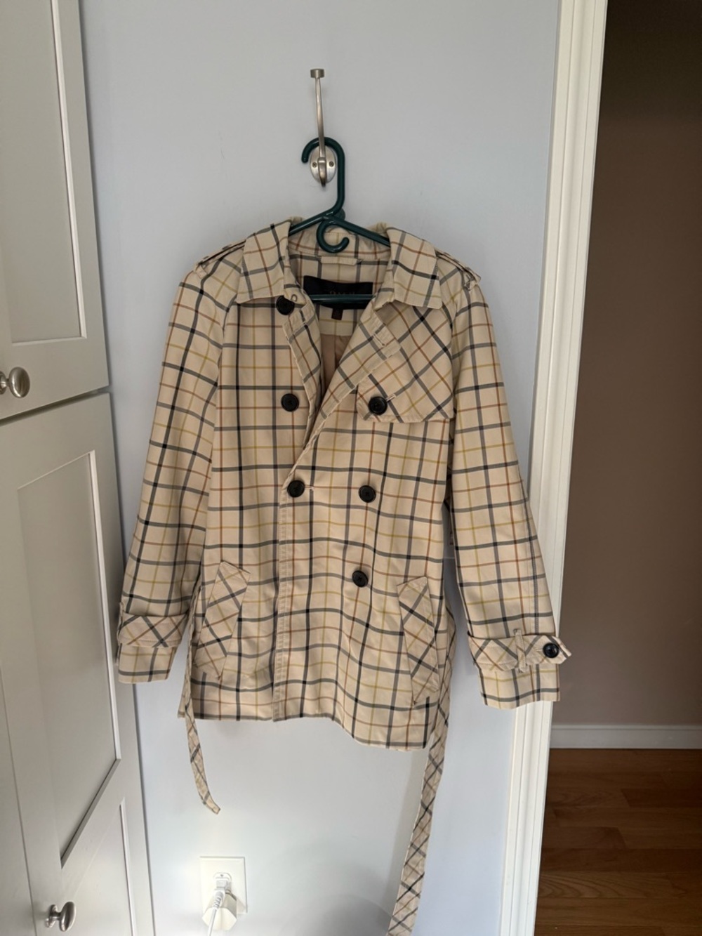 Coach F83728 Tattersall Plaid Belted Short Trench Coat - Picture 2 of 11